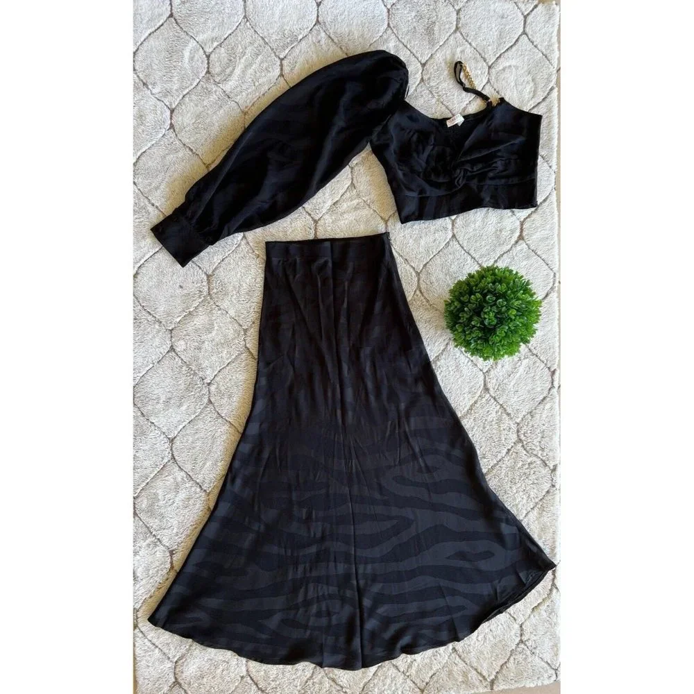 DAIMARAN Oxford Women's Two-Piece Set Top Long Sleeve + Skirt Black S - Picture 6 of 7